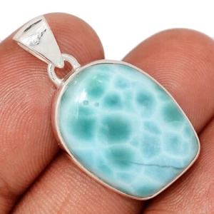 Natürlicher echter Larimar - Dominikanische Republik 925 Silber Anhänger Schmuck CP74082 - Bild 1 von 1