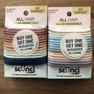2x SCUNCI 60 Total Elastic Hair Ties No Damage Medium Hold Black & Multicolor - Picture 1 of 2