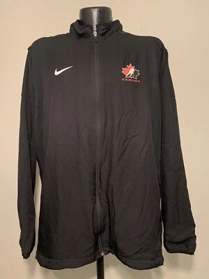 Chaqueta cortavientos negra con cremallera completa Nike Dri-Fit del equipo nacional de Canadá XL para hombre Foto 1 de 4