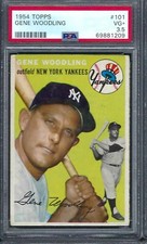 1954 Topps  # 101 Gene Woodling Yankees VG + PSA 3.5