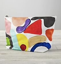 Baggu + Nod Hand Painted Limited Large Zipper Pouch Colorful Leather Artsy