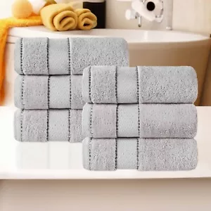 Niles Egypt Produced Giza Cotton Dobby Ultra-Plush Thick Hand Towel Set of 6 - Picture 1 of 100
