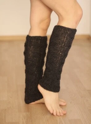 Women's Fall Winter Leg Warmers The Knee High One Size Black Knit - Image 1 of 4