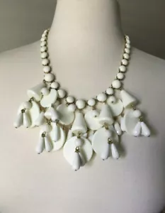 NWT J.Crew 100% Auténtico Geométrico DUSTY IVORY Collar Grande Blanco - Imagen 1 de 5
