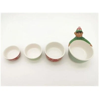 Holiday Time 4 Piece Ceramic Stoneware Elf Measuring Cups (NEW) - Image 1 of 4