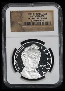 2009-P Proof Commemorative Silver Dollar - Lincoln- NGC PF-70 DCam TQ3006/RH - Picture 1 of 2