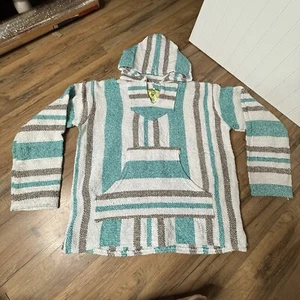 Baha Surfer Hooded Shirt Pullover Mens Women’s Small Boho Beachwear Boho Cotton - Picture 1 of 10