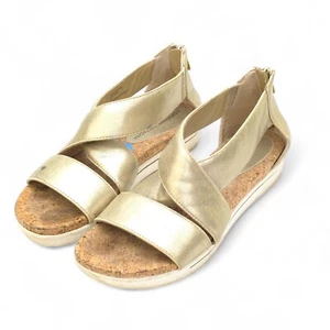 Adrienne Vittadini Sport Gold Claud Criss Cross Cork Platform Sandal Size 7.5 - Picture 1 of 8