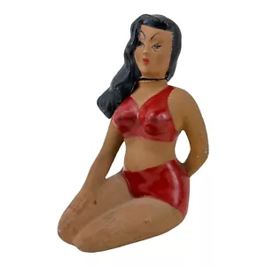 VTG 1940'S WWII PINUP CHALKWARE DECANTER! ***RARE!*** BIKINI GIRL. - Picture 1 of 13