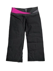 LULULEMON Womens Leggings REVERSIBLE Cropped Elastic Waist Black Pink Size 6 - Picture 1 of 5