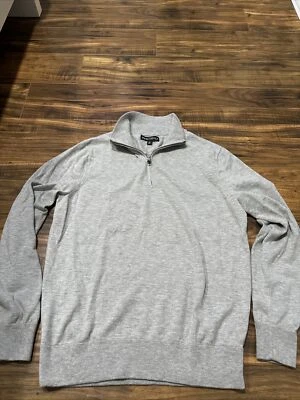 J Crew Sweater Mens Medium Gray Pullover Half Zip Mercantile Merino Wool Blend - Image 1 of 3