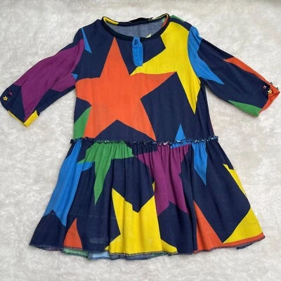 Stella Mc Cartney Girl's Blue Long Sleeve A-Line Star Pattern Dress Size 4 Years - Image 1 of 4