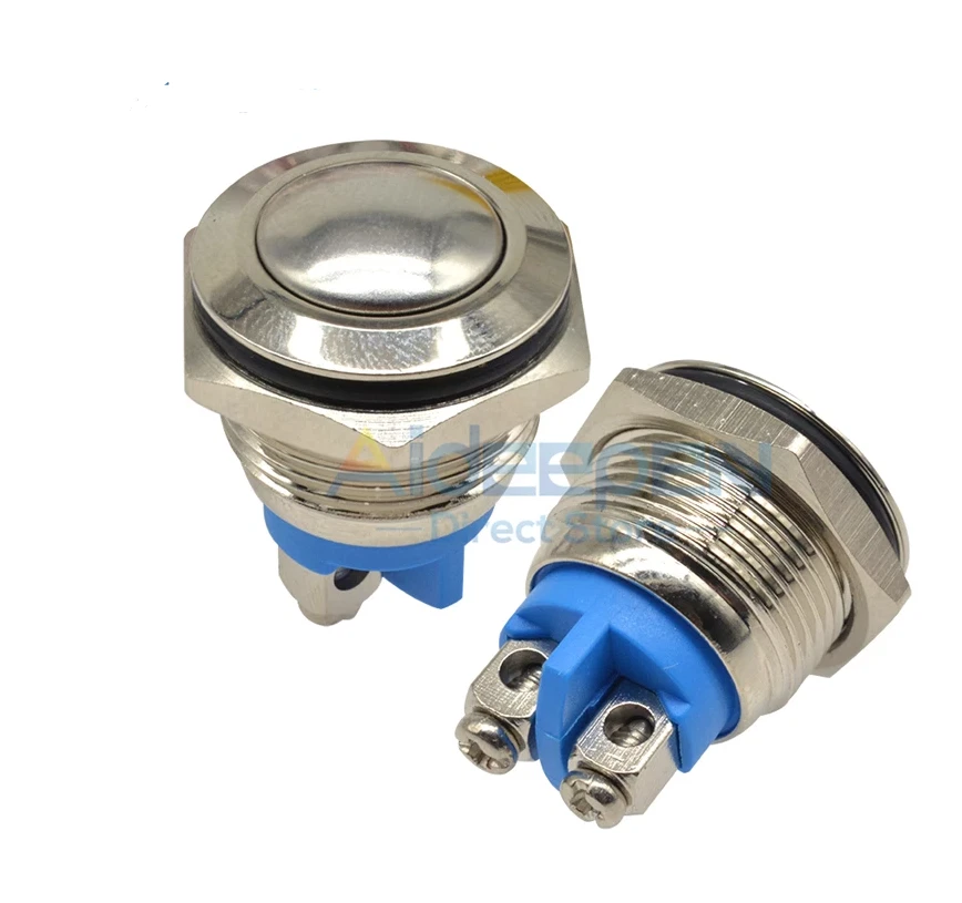 Domed Waterproof Stainless Steel Push Button Switch Momentary 19mm Dia - Image 1 of 1