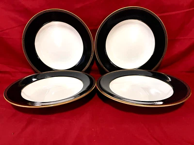 Mikasa Bone China Ebony Jewel Set Of 4 Rimmed Soup Bowls 8 3/4" Japan - Image 1 of 2