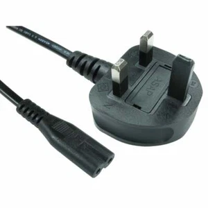 5M UK Mains Power Plug to C7 Figure 8 Samsung Sony TV Cable 2.5A 250V Black - Picture 1 of 1