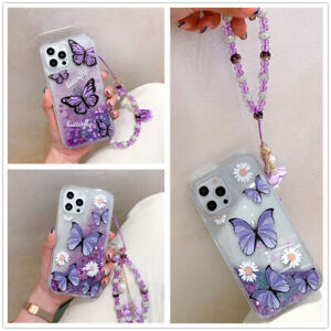 3D Liquid Quicksand Butterfly Flower Bracelet Gift Covers For Various Phone Case