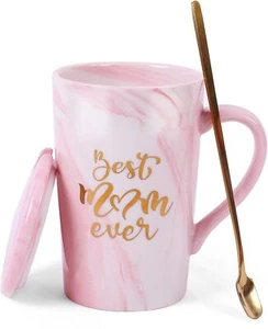 Gifts for Mom, Best Mom Ever Coffee Mugs, Gift for Women 16 Oz Marble Pink Ceram - Picture 1 of 7