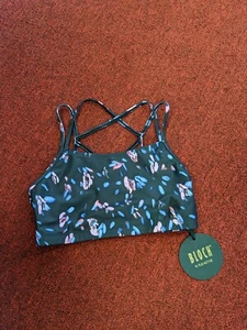 Bloch Black Floral Print Strappy Back Cropped Top Girls 12 14 16 - Picture 1 of 3