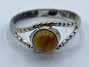 Beautiful Vintage Sterling Silver & Cabochon Tigers Eye Gemstone Ring Size W - Picture 1 of 9