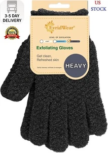 Evridwear Exfoliating Dual Texture Bath Gloves for Shower, Spa, Massage and Body - Picture 1 of 9