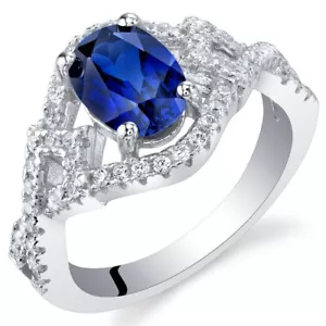 Lab-Created Blue Sapphire Sterling Silver Lace Ring Sizes 5 to 9 - Bild 1 von 2