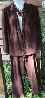 NUEVO CON ETIQUETAS Norton McNaughton Wm 18W Montura Marrón Gamuza Pantalones Chaqueta Flecos Bene Elástico Foto 1 de 4