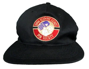 1996 Olympic Games Coca Cola Black Cotton Snapback Hat Pin Society EUC Atlanta - Picture 1 of 8