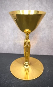 Used Marian Chalice, All Gold Plated, Full Figure Mary as Stem 8" ht (CU161) - Picture 1 of 11