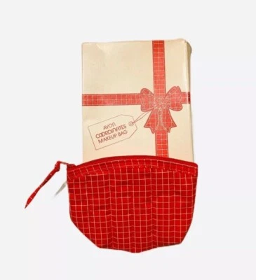 De Colección 82 Nuevo Bolso de Maquillaje Avon Coordinates Rojo y Blanco Cosméticos Acolchado Cremallera A Cuadros Foto 1 de 4