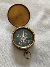 Vintage Nautical Stanley London 2" Round Brass Compass in Hinged Case 