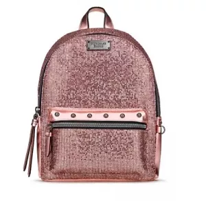 NEU Victoria Secret Mini-City-Rucksack Metallic Glitzer Kette sexy rosegold Tasche - Bild 1 von 4
