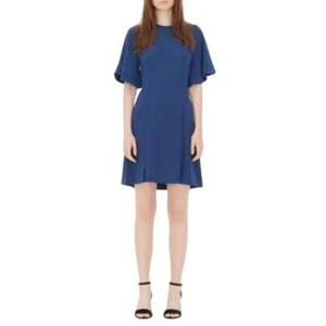 Sandro Paris Yoko geriffeltes Krepp-Minikleid blau Damen 3 Large - Bild 1 von 10