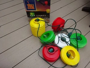 VTG 7 Blow Mold Plastic Patio Party Original Tiki Deck Pop Light String - Picture 1 of 3