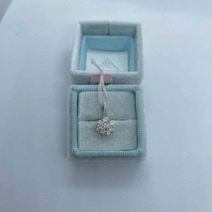 1Ct Round Cut DVVS1 Diamond Flower Cluster Pendant 14K White Gold Over - Picture 1 of 3