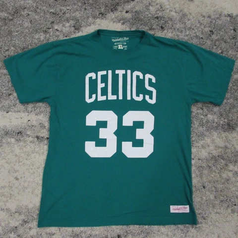 Mitchell & Ness Shirt Men's Extra Large Green Boston Celtics Larry Bird Cotton Cover