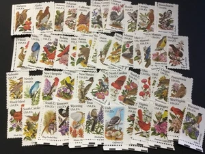 old stamps  USA  x  50 BIRDS AND FLOWERS 1982  MNH - Picture 1 of 1