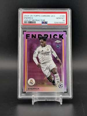 Endrick 2024-25 Topps Chrome UCC #100 Violet Refractor /299 Rookie RC - PSA 10 - Image 1 of 2