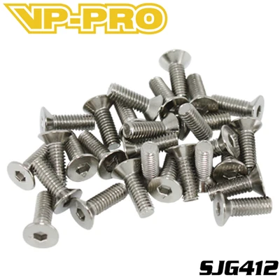 VP-PRO SJG412 Flat Headed Screws 4x12mm BLACK STEEL (30) RC Car Truck Race Buggy - Image 1 of 2