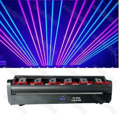 2WRGB*6 Head Cabeza Móvil Beam Luces Láser DJ Disco Stage Moving Head Beam Laser - Image 1 of 4