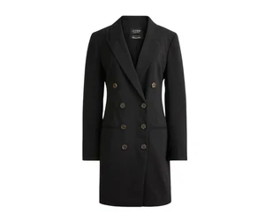 NWT JCrew Double Breasted Blazer Shirt Dress Womens 6 Black Italian Wool NEW - Picture 1 of 12