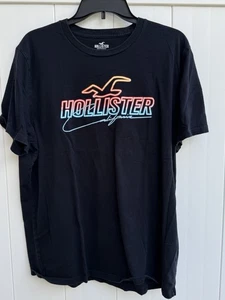 Hollister Men's X-Large Center Logo Black Short Sleeve T Shirt - Picture 1 of 4