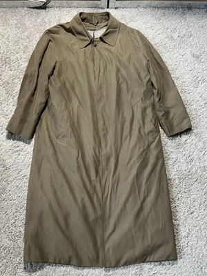 Vintage Brooks Brothers Olive Green Drab Trench Coat Wool Lined Made USA XL 44” - Image 1 of 4