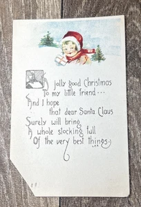 Cartolina d'epoca natalizia "Jolly Good Christmas" regalo bambina 1921 - Foto 1 di 3