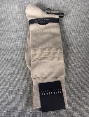 Calcetines de vestir Perry Ellis Portfolio para hombre de lujo 859501 bambú talla 10-13 arena Foto 1 de 4