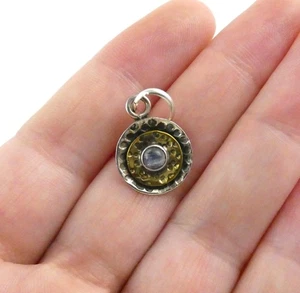 Colgante vintage de plata esterlina ans latón piedra lunar azul 925 1,8 g 1 pulgada - Imagen 1 de 12