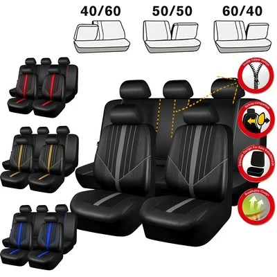 For Nissan PU Leather Car Seat Cover 5-Seats Full Set Front & Rear Cushion Mat - Image 1 of 4