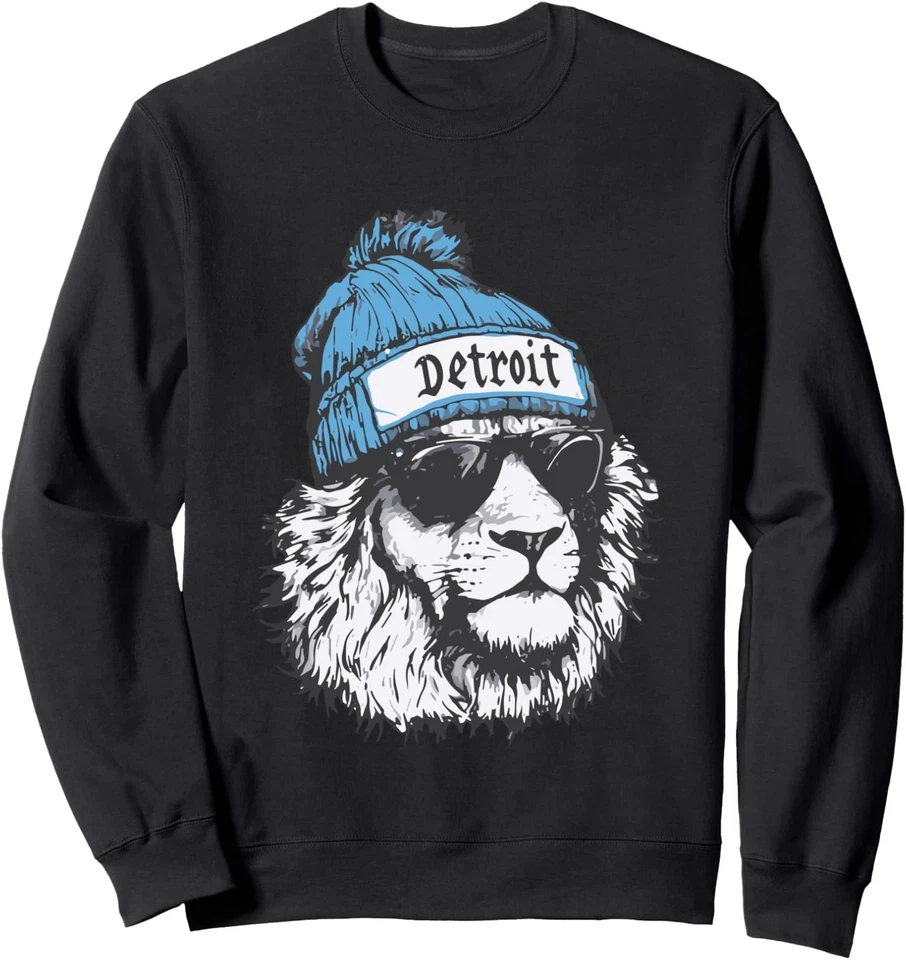 Fans deportivos inspirados en Detroit - Sudadera unisex de cuello redondo con diseño de león Foto 1 de 1