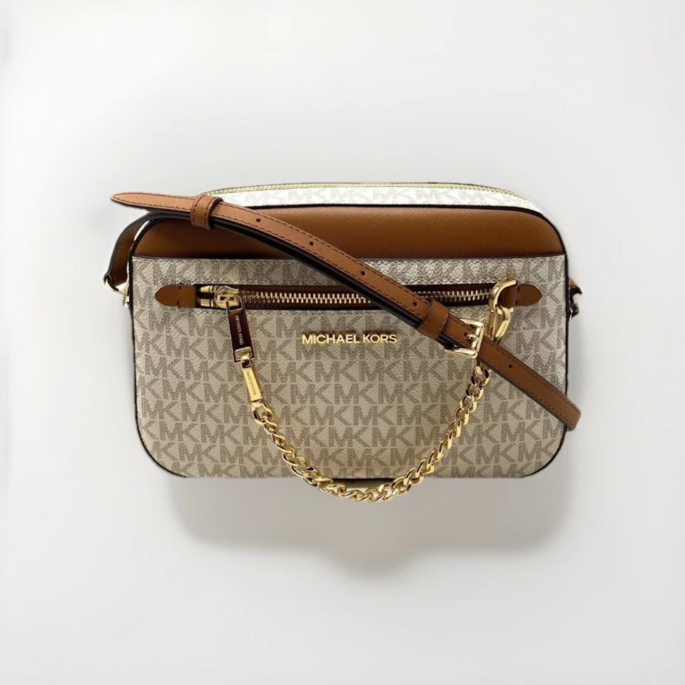 Michael Kors Jet Set Item Large East West Zip Chain MK Crossbody Bag Vanilla New - Image 1 of 4