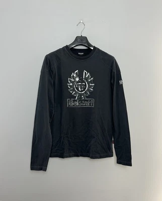 Camisa masculina vintage manga longa Belstaff logotipo grande preta tamanho M - Imagem 1 de 4