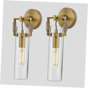 Moderne Gold Innen Wandleuchter 2er Set, 15" gerändelt Messing Gold 2er Pack - Bild 1 von 7